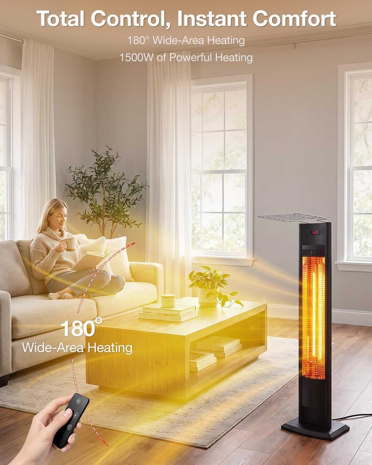 1500W Standing Infrared Patio Heater with Remote and 24-Hour Timer - reference gallery 6