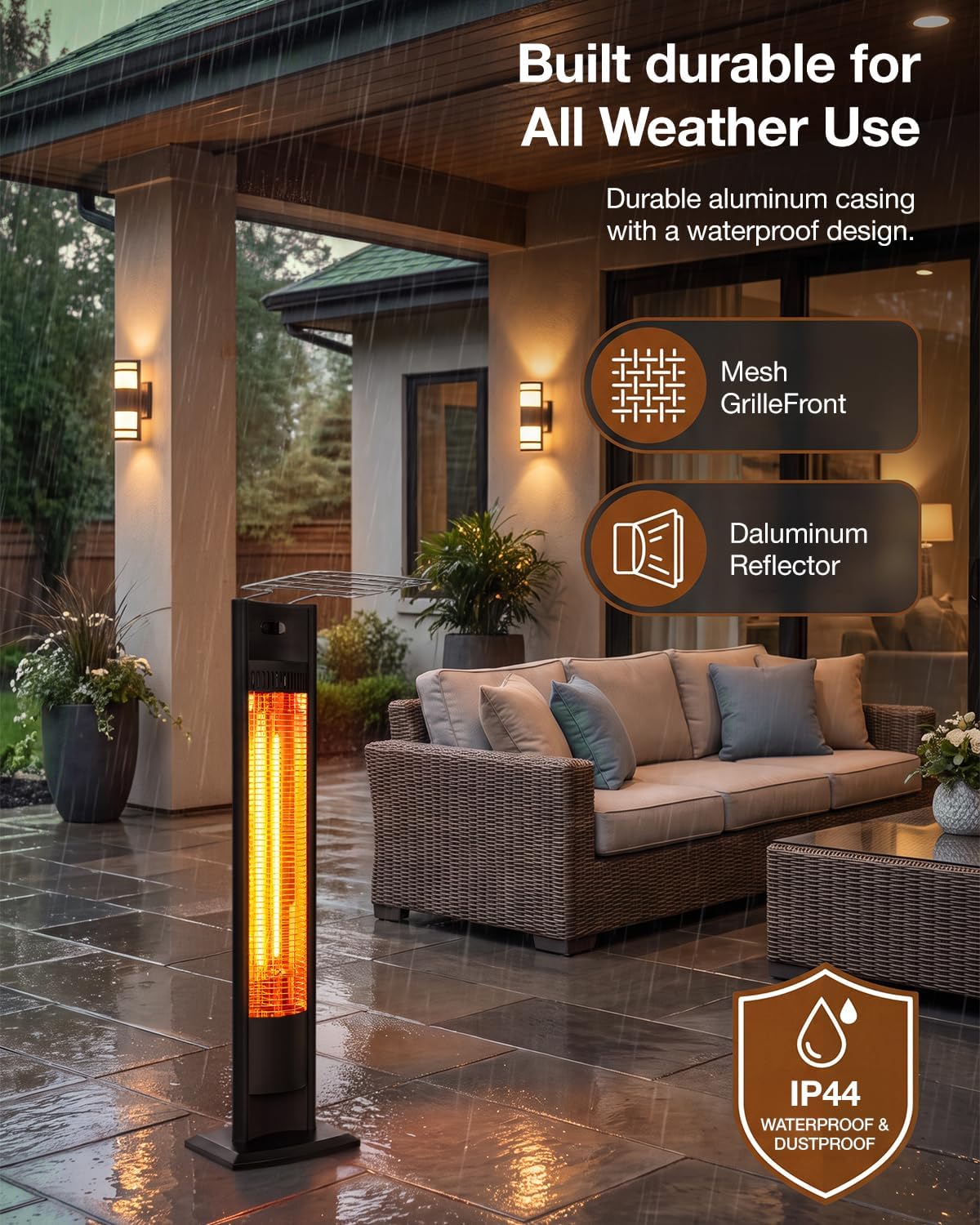 1500W Standing Infrared Patio Heater with Remote and 24-Hour Timer - reference gallery 5