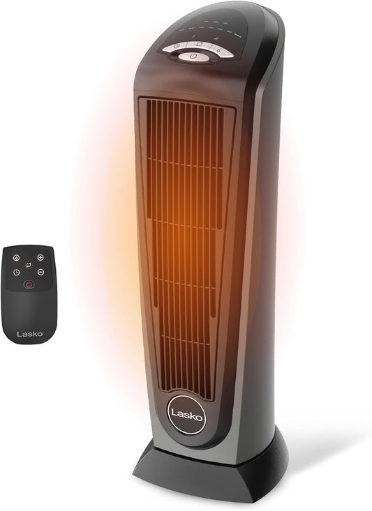 1500W Oscillating Ceramic Tower Heater with Remote and 7-Hour Timer