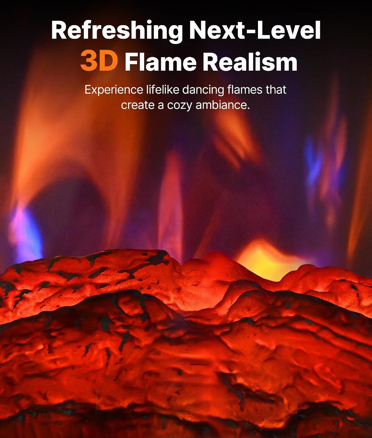 1500W Electric Fireplace Stove Heater with 3D Flame and 2 Heat Settings - reference gallery 2