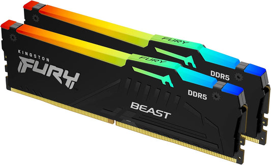 Kingston FURY Beast RGB 32GB (2x16GB) DDR5-5600 Desktop RAM, KF556C40BBAK2-32