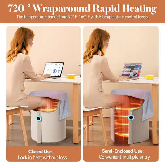 150W Wraparound Under-Desk Foot Warmer with Heated Mat, 5 Levels and Timer - reference gallery 2
