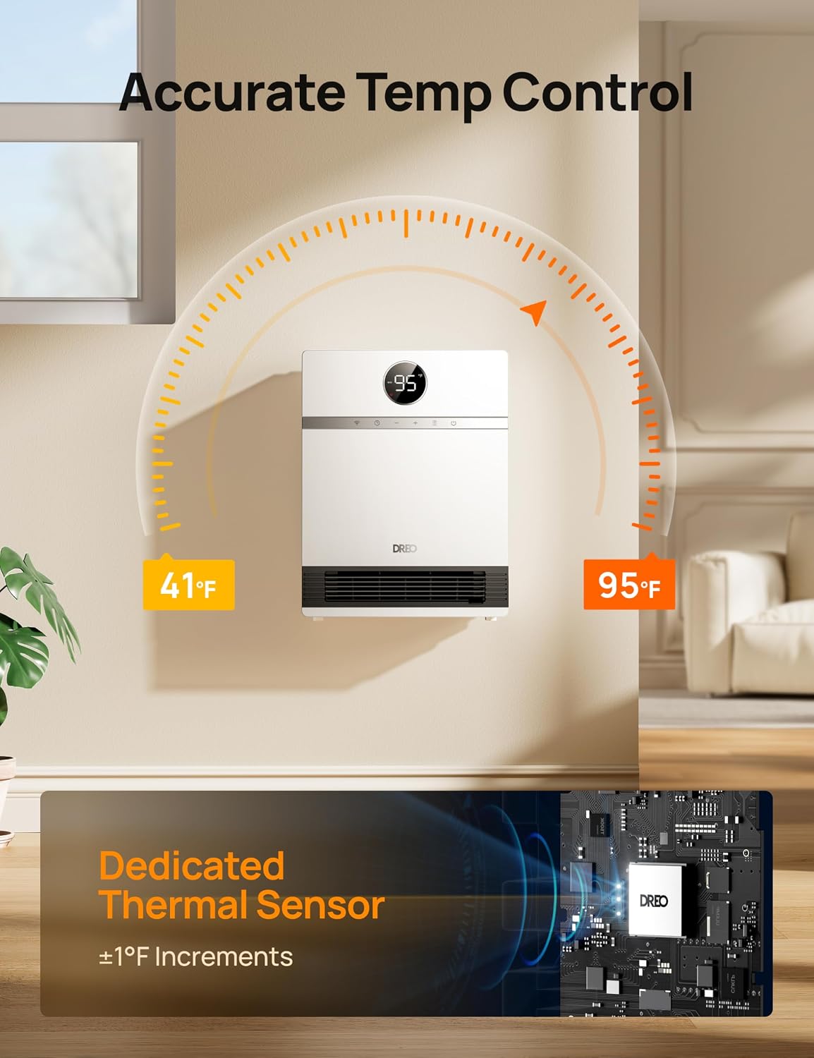 1500W Smart Wall Heater with Wi-Fi, Remote and Adjustable Air Outlet, White - reference gallery 6