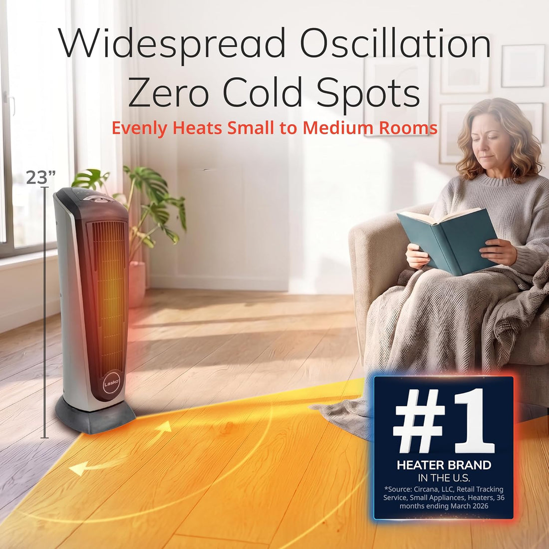 1500W Oscillating Ceramic Tower Heater with Remote and 7-Hour Timer - reference gallery 2