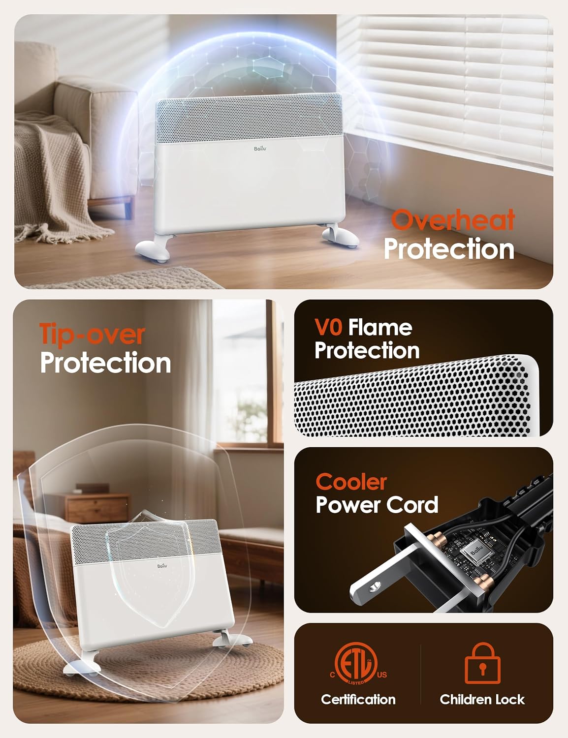 1500W Smart Convection Panel Heater with Wi-Fi, Remote and Wall-Mount Option - reference gallery 5