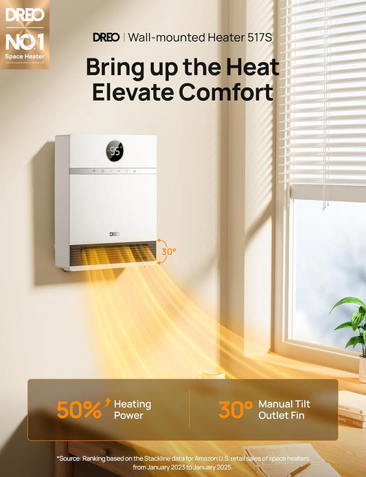 1500W Smart Wall Heater with Wi-Fi, Remote and Adjustable Air Outlet, White - reference gallery 2