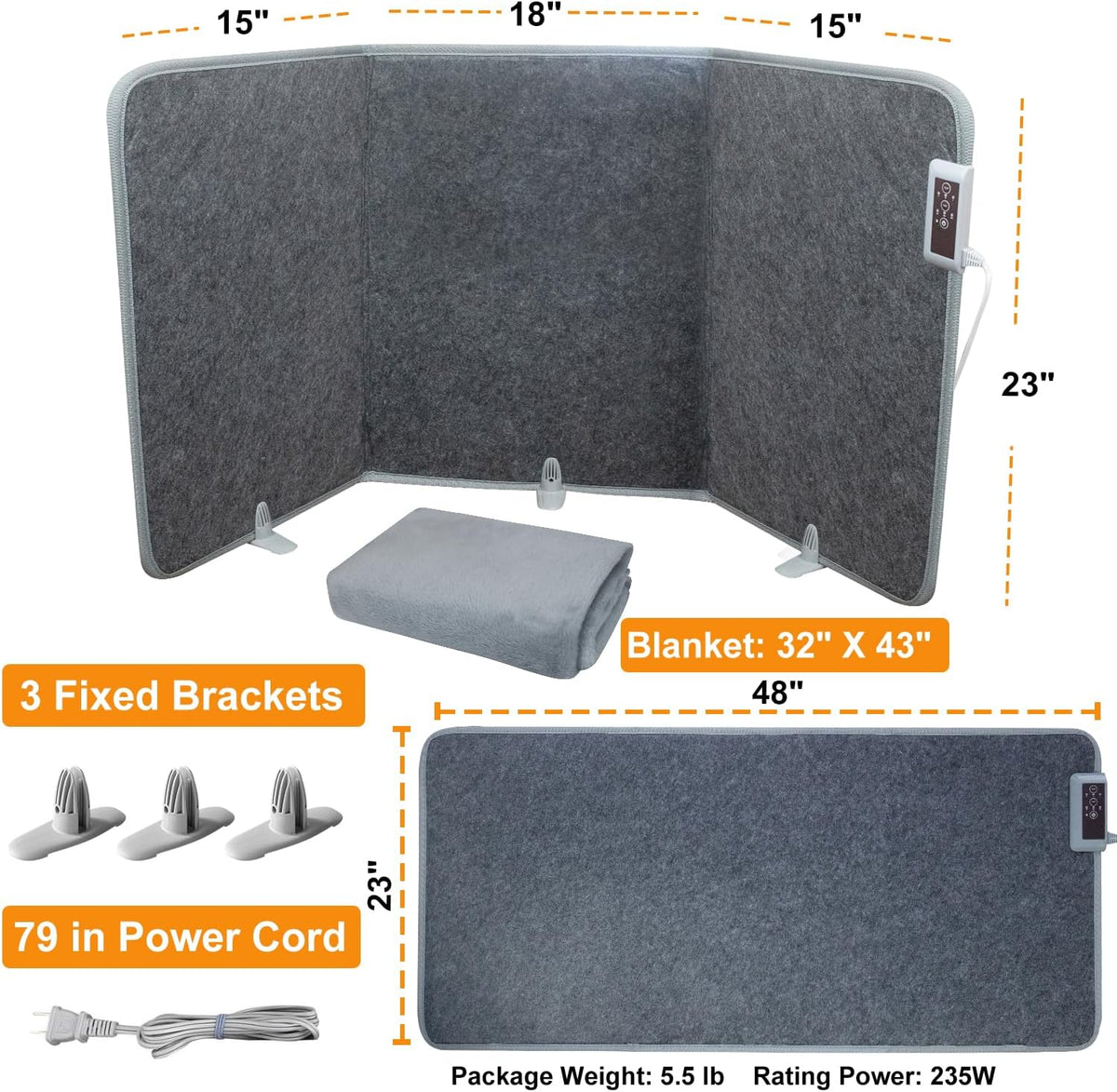 Foldable Under-Desk Leg Warmer with Soft Blanket, 3 Heat Levels and Timer - reference gallery 6
