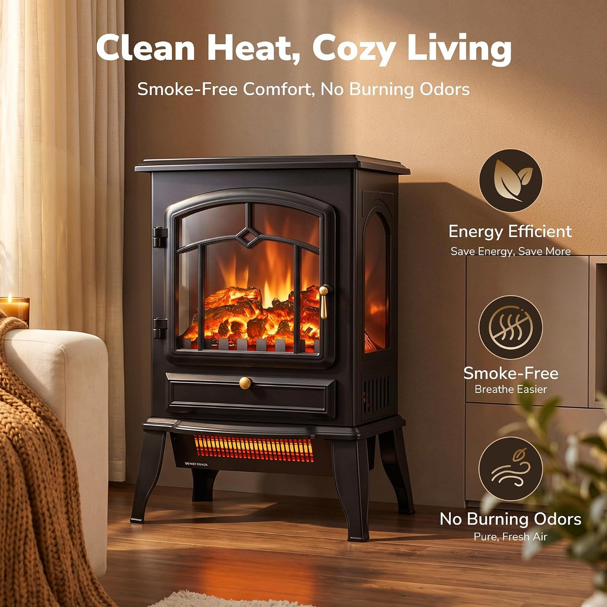 1500W Electric Fireplace Stove with Adjustable 3D Flame and Flame-Only Mode - reference gallery 6