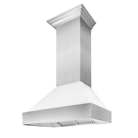 ZLINE 48 in. Wall Mount Range Hood Satin Stainless Steel White Matte Shell 400 CFM (8654WM-48)