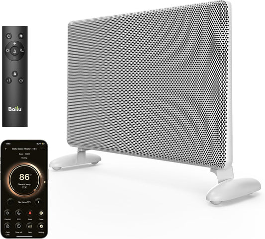 1500W Smart Mica Infrared Panel Heater with Wi-Fi, Remote and Casters