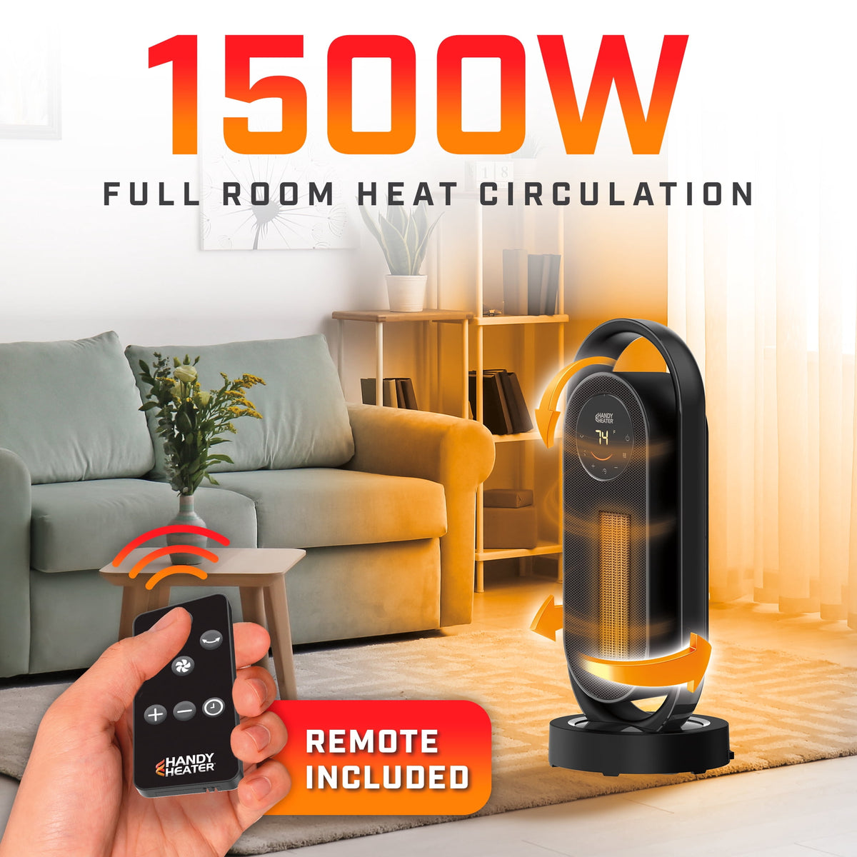 1500W Ceramic Tower Heater with Dual-Axis Oscillation, Remote and Timer - reference gallery 6