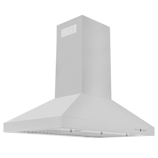 ZLINE 36 in Island Range Hood Stainless Steel Convertible Ducted/Ductless 4-Speed Fan (KL3i-36)