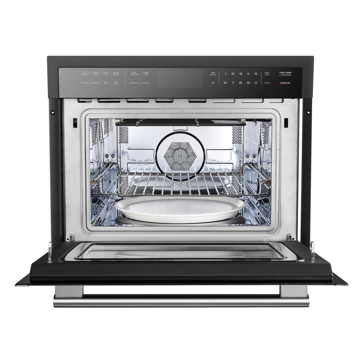 FORNO Oliena 24-Inch Built-In Microwave Drawer Oven, 1.6 cu. ft., Black with Stainless Steel Handle (FMWDR3093-24BLK)