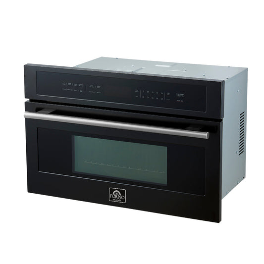 FORNO Oliena 30-Inch Built-In Microwave Oven, 1.6 Cu. Ft., Black with Stainless Steel Handles (Model FMWDR3093-30BLK)