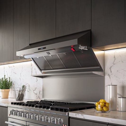 FORNO Savona 48-Inch Wall Mount Range Hood with 1200 CFM Ventilation, Backsplash, Hybrid Filters (Model FRHWM5029-48HB)