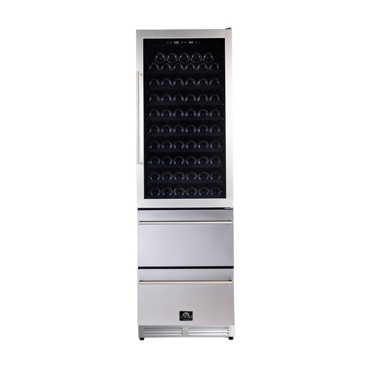 FORNO Azienda 24-Inch Built-In Wine Cooler, 108 Bottle Capacity, Triple Zone, Stainless Steel (FWCDR6628-24S)