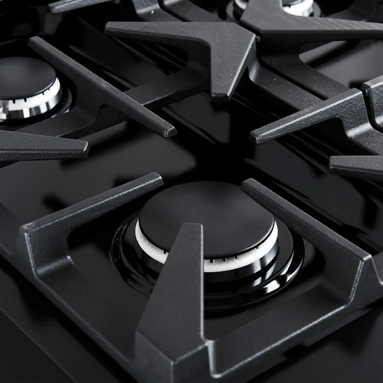 FORNO Antico 36 in. Gas Range, 4.5 cu. ft., 6 Sealed Burners, Black with Antique Brass Accents (Model FFSGS6219-36BLK)
