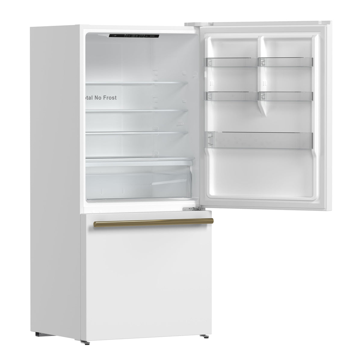 FORNO Espresso Milano 62 in. 34.4 cu. ft. Side-by-Side Refrigerator with Ice Maker, White with Antique Brass Accents (Model FFFFD1787-60WHT)