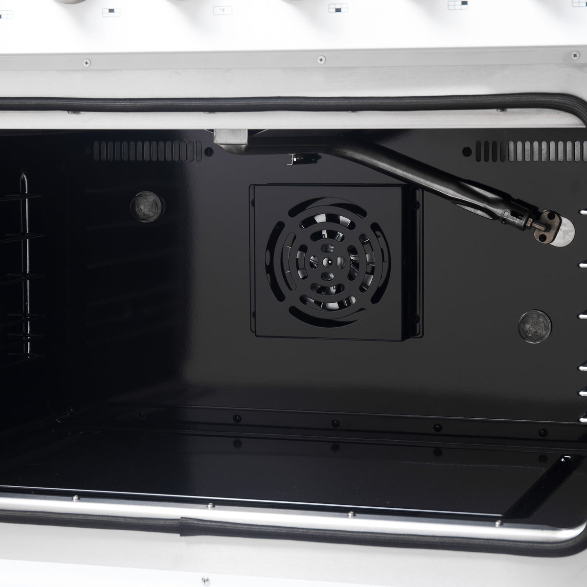 Forno Galiano 36-Inch French Door Gas Range, 5.36 cu. ft. Oven, 6 Sealed Burners, White with Antique Brass Accents (Model FFSGS6444-36WHT)