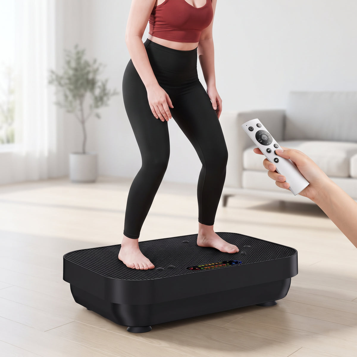 Breezy Vibration Plate Exercise Machine with Bluetooth, 120 Speeds & Resistance Bands, Black