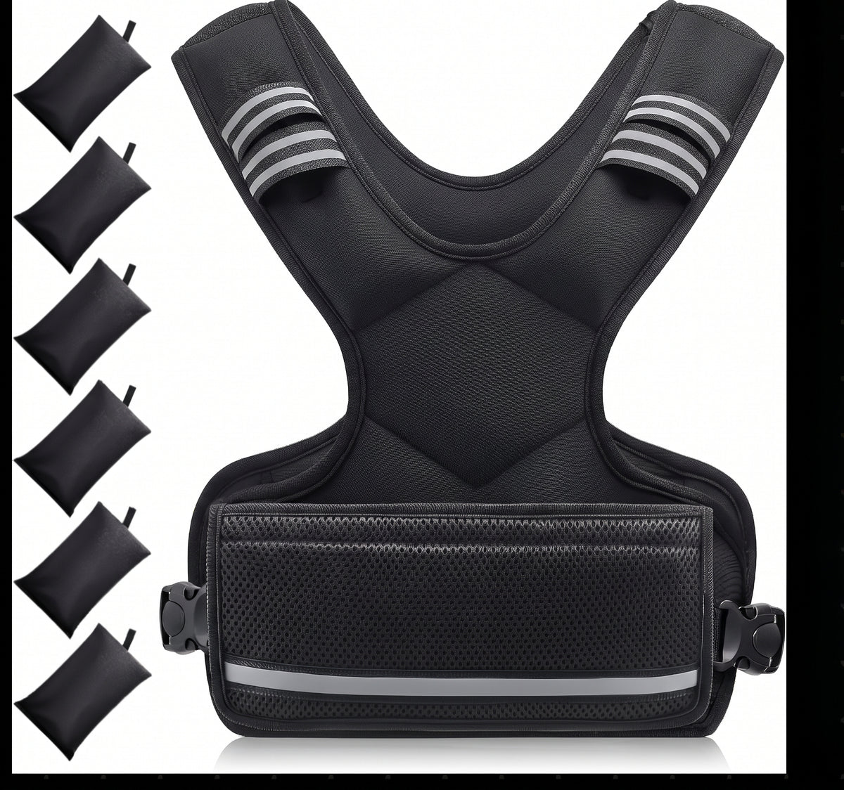 Breezy Classic X-Shaped Adjustable Weighted Vest, Black