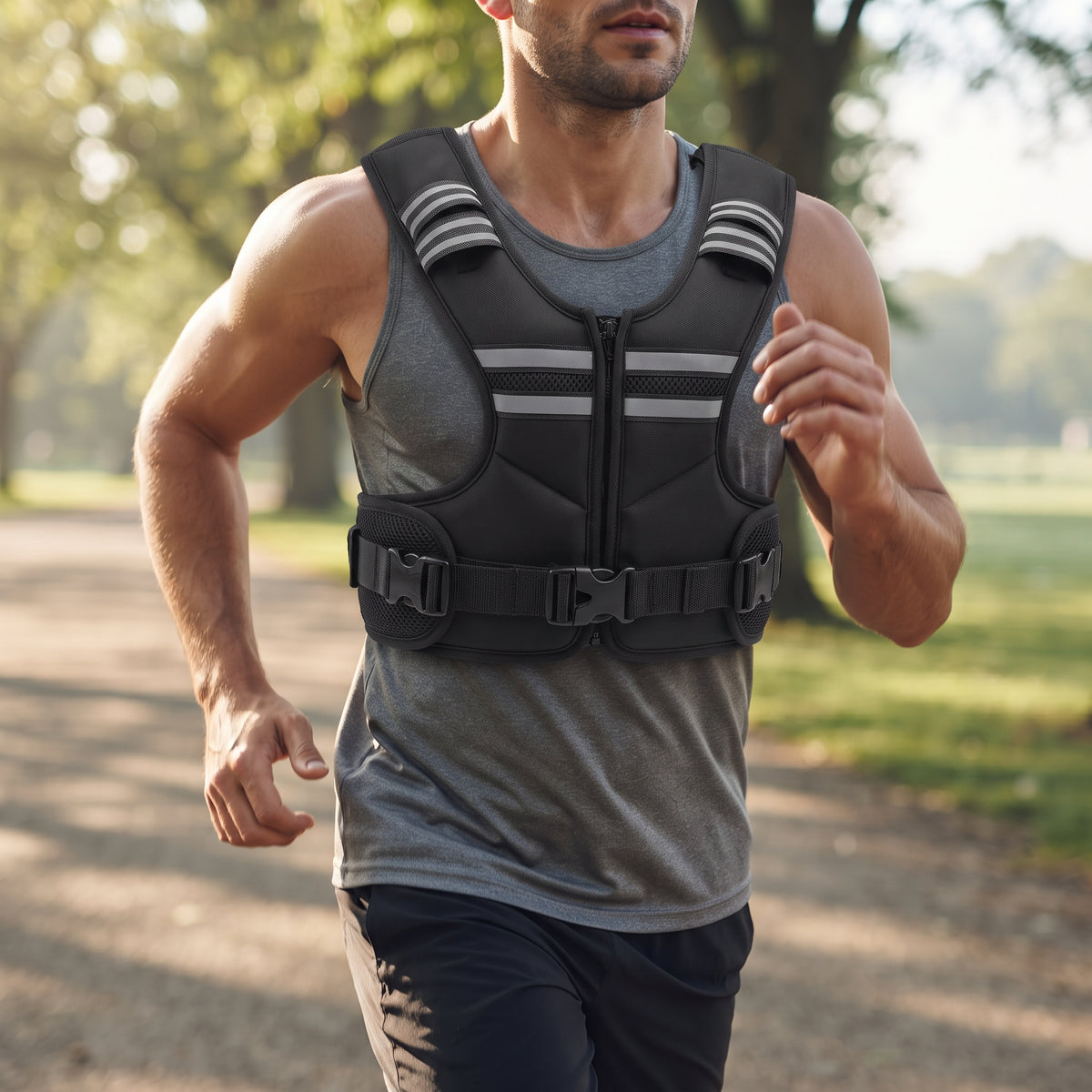 Breezy Classic X-Shaped Adjustable Weighted Vest, Black