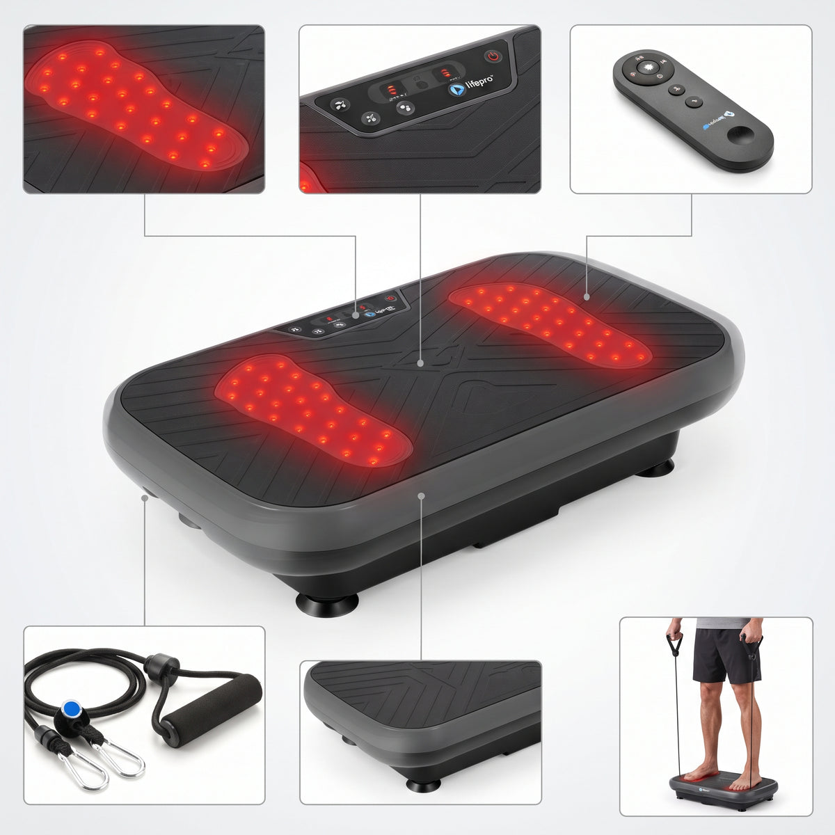 Breezy VibraRed Vibration Plate with Red & Near-Infrared Light, 99 Speeds