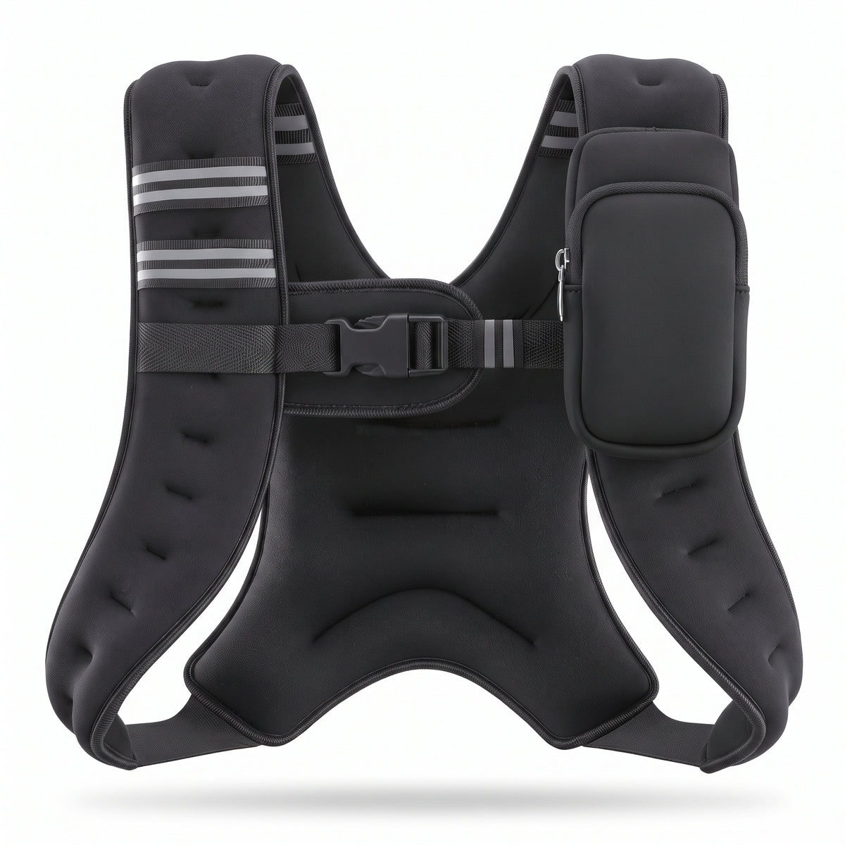 Breezy Classic X-Shaped Weighted Vest with Armband Pouch, 8-20 lb, Black