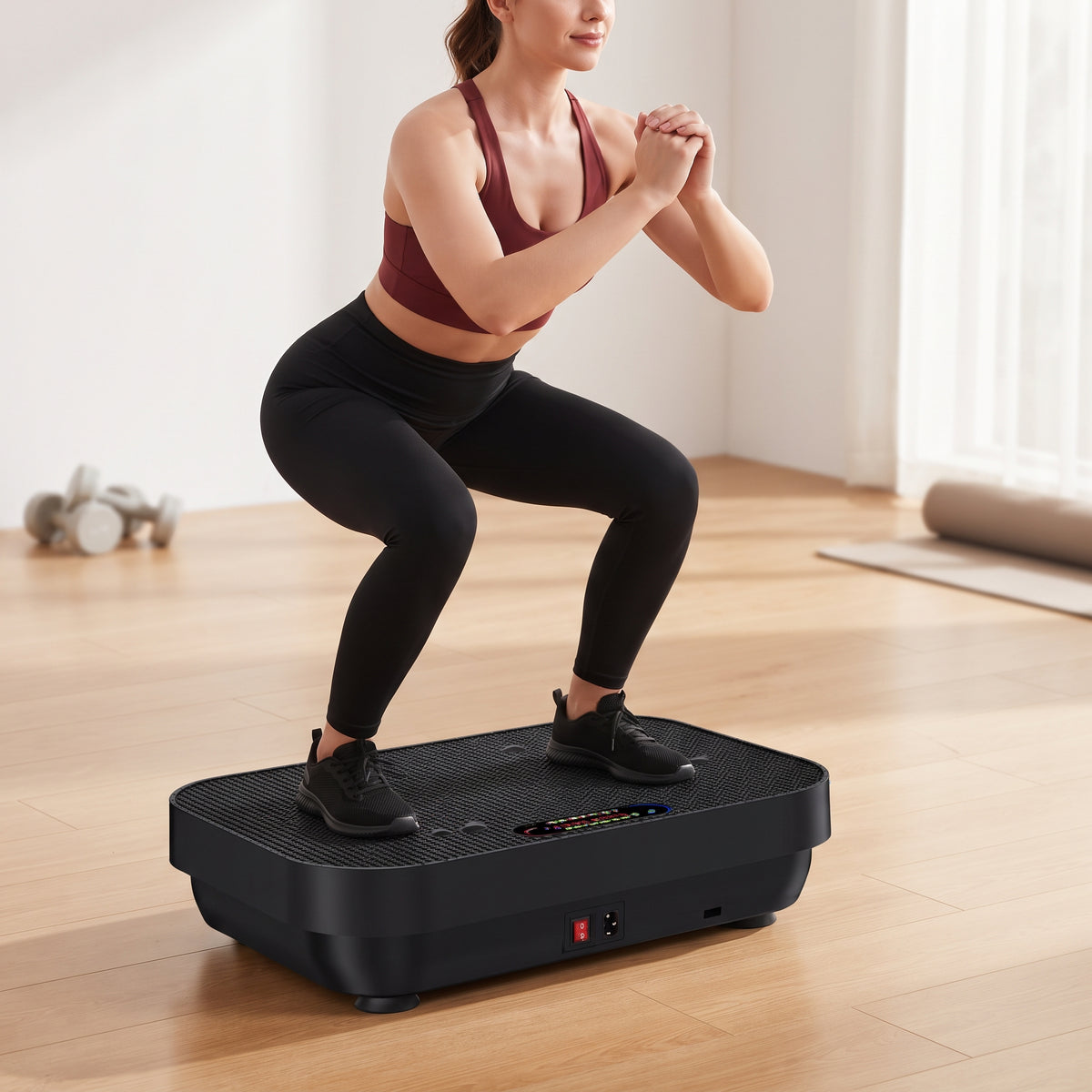 Breezy Vibration Plate Exercise Machine with Bluetooth, 120 Speeds & Resistance Bands, Black