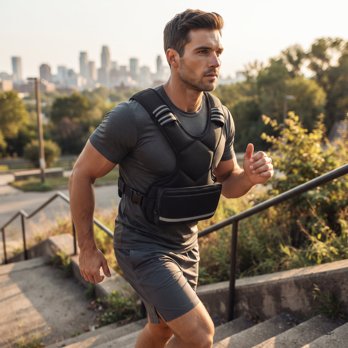 Breezy Classic X-Shaped Adjustable Weighted Vest, Black