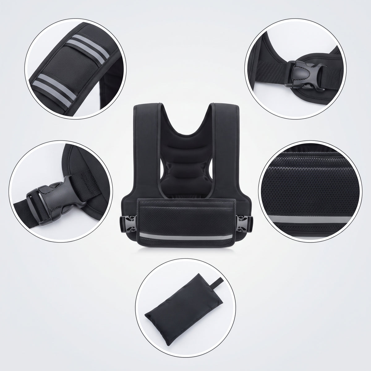 Breezy Classic U-Shaped Adjustable Weighted Vest, Black