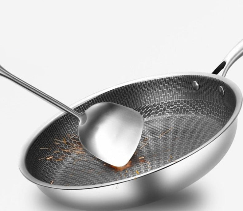 Stainless Steel Non-Stick Frying Pan with Honeycomb Surface