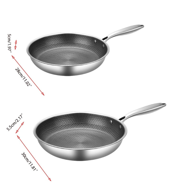 Stainless Steel Non-Stick Frying Pan with Honeycomb Surface