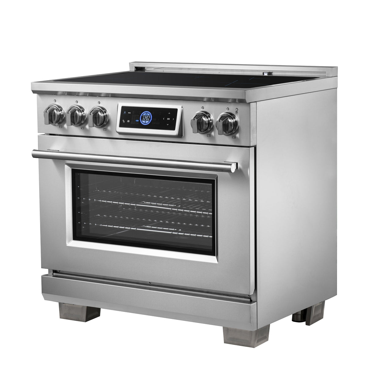 FORNO Maximus 36-Inch Induction Range, 5.36 cu. ft. Convection Oven with Air Fry and Sous Vide, Digital Display (Model FFSIN0968-36)