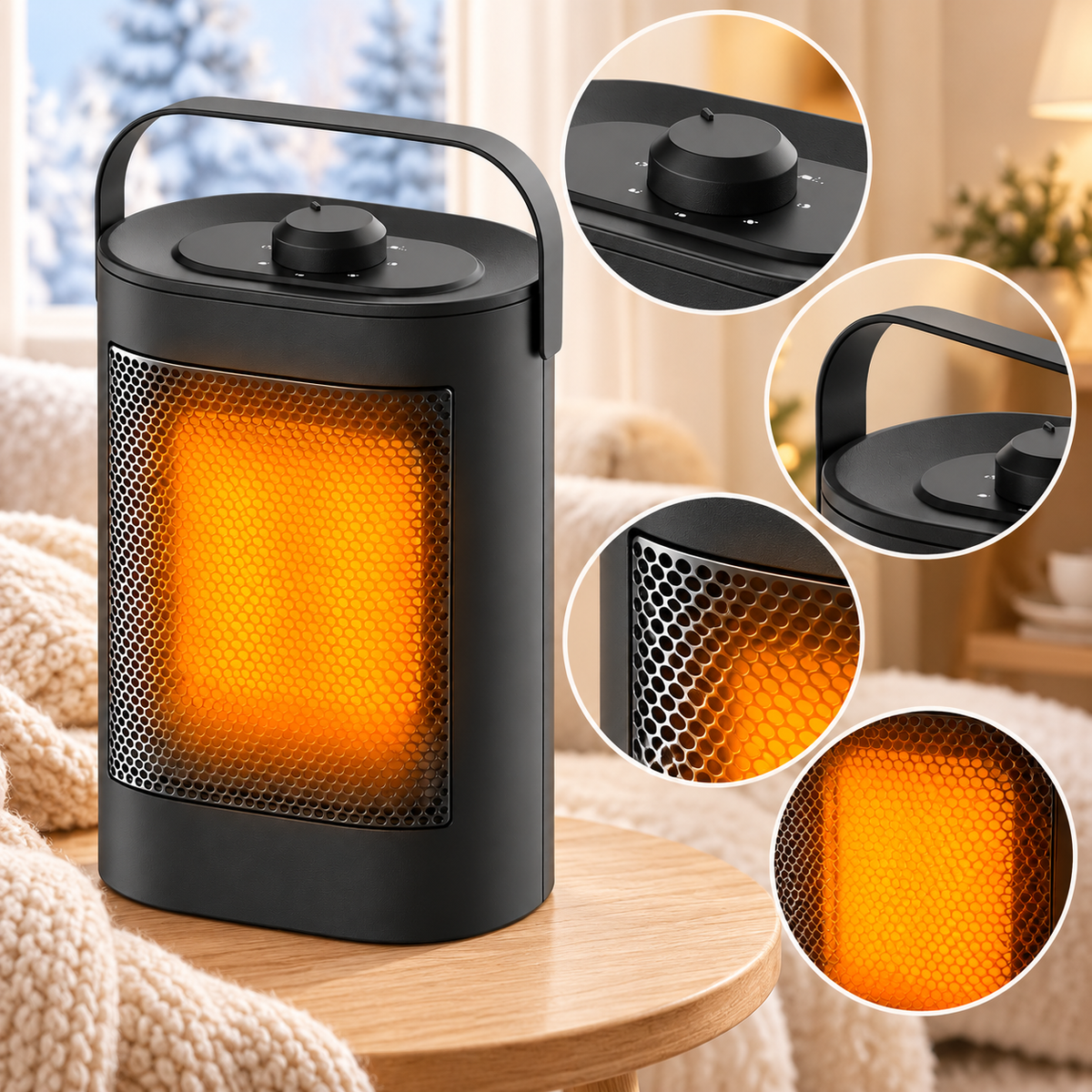 Compact Electric Space Heater with US Plug for Bedroom and Office - reference gallery 4