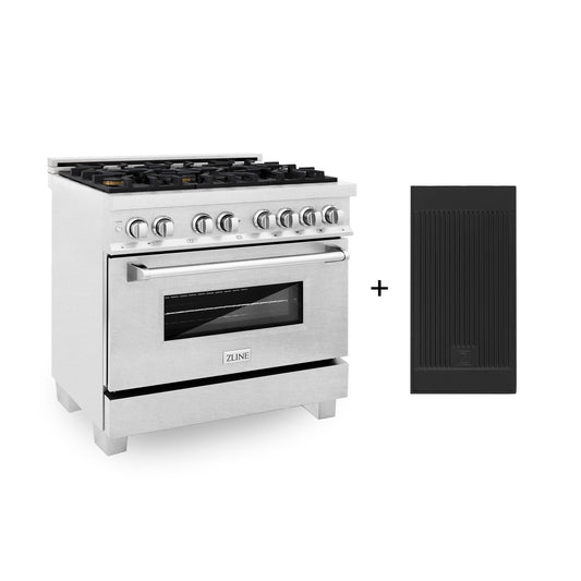 ZLINE 36 in. Legacy Dual Fuel Range with Gas Cooktop, Electric Convection Oven, 6 Brass Burners and Griddle in Satin Stainless Steel, 4.6 cu. ft. (RAS-SN-BR-GR-36)