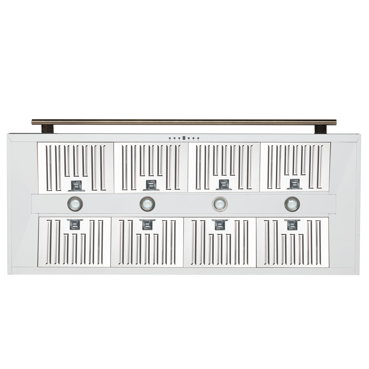 Forno Aria 60-Inch Wall-Mount Range Hood, 1200 CFM, Convertible Venting, White with Antique Brass Accents (FRHWM5095-60WHT)