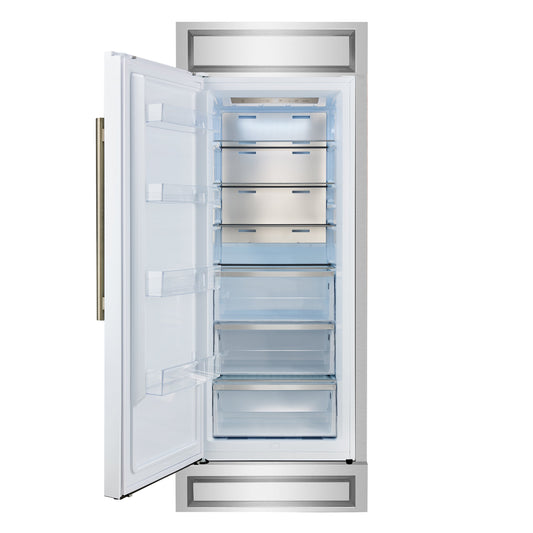 FORNO Maderno 32 in. 13.6 cu ft Built-In Convertible Refrigerator/Freezer, Left Swing, White, Antique Brass Handles (FFFFD1722-32LMG-WHT)