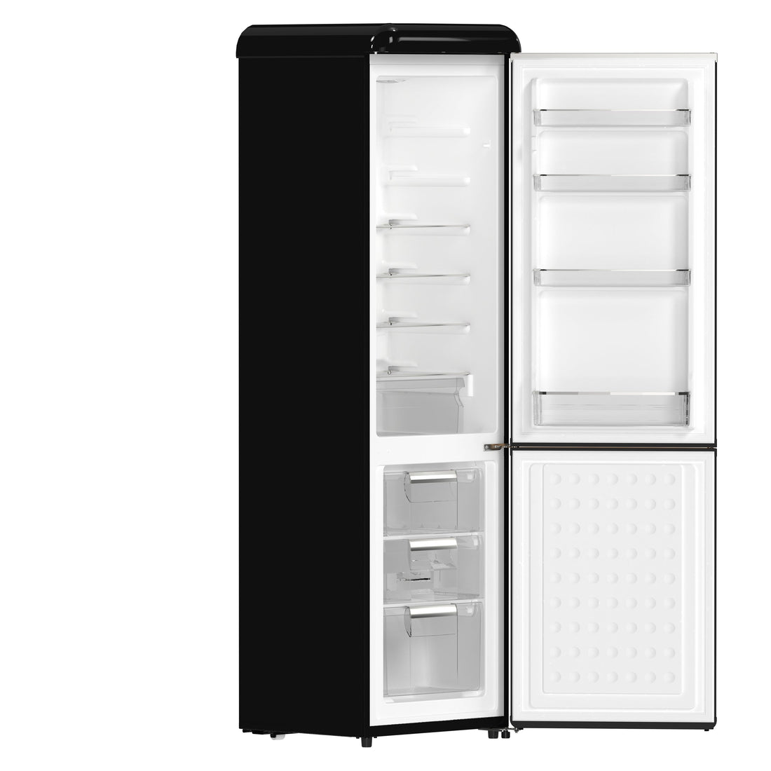 FORNO Storico 22-Inch Freestanding Retro Refrigerator, 9.0 cu. ft., Black with Copper Accents, Model FFFFD1745-22BLK