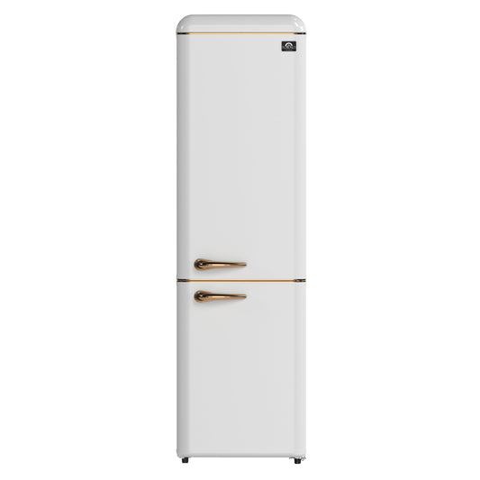 FORNO Storico 22-Inch Freestanding Retro Refrigerator, 9.0 cu. ft., White with Copper Accents, FFFFD1745-22WHT