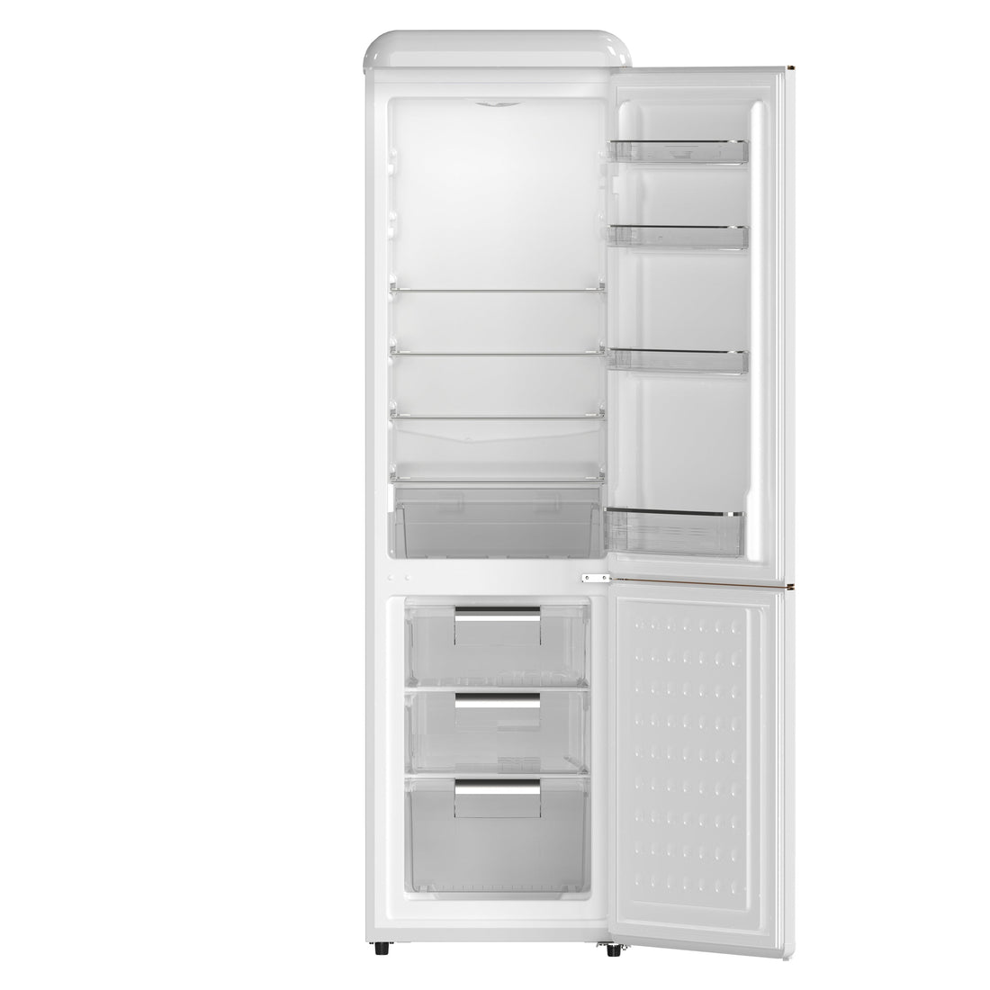 FORNO Storico 22-Inch Freestanding Retro Refrigerator, 9.0 cu. ft., White with Copper Accents, FFFFD1745-22WHT