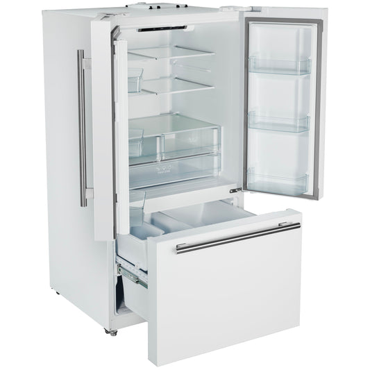 FORNO Rivello 36-Inch Standard-Depth French Door Refrigerator with Water & Ice Dispenser, White with Stainless Steel Accents (Model FFFFD1783-36WHT)