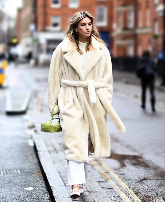 Petite Faux-Fur Longline Coat – Elegant Winter Outerwear for Petite Women