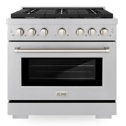 ZLINE 36 in. 5.2 cu. ft. Paramount Gas Range with 6 Burner Gas Cooktop and Convection Gas Oven in Satin Stainless Steel (SGRS-36)