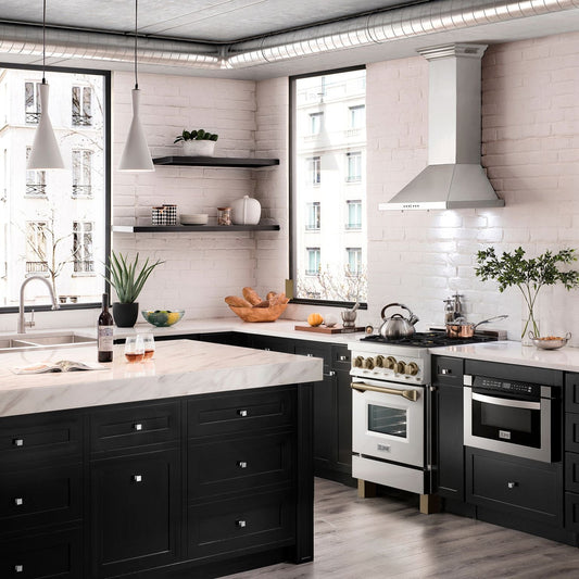 ZLINE Autograph Edition 24 in. Dual Fuel Range 2.8 cu. ft. Stainless Steel with Champagne Bronze Accents (RAZ-24-CB)