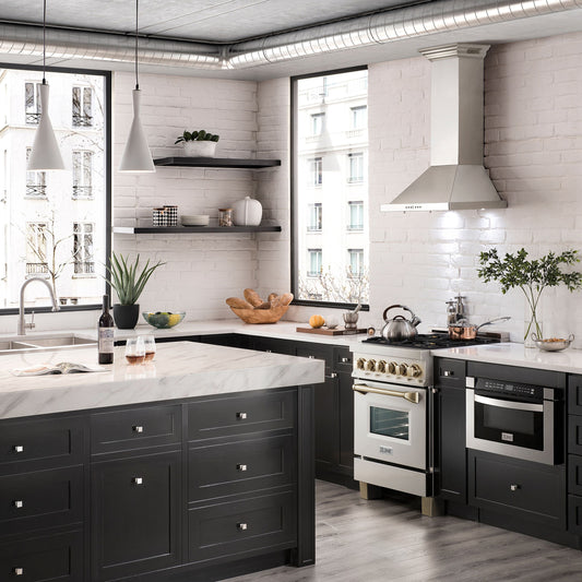 ZLINE Autograph 24 in. Dual Fuel Range 2.8 cu. ft. Stainless Steel with Gold Accents (RAZ-24-G)
