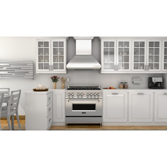 ZLINE 48 in Wall Mount Range Hood Convertible Vent Stainless Steel Crown Molding 587CRN-48