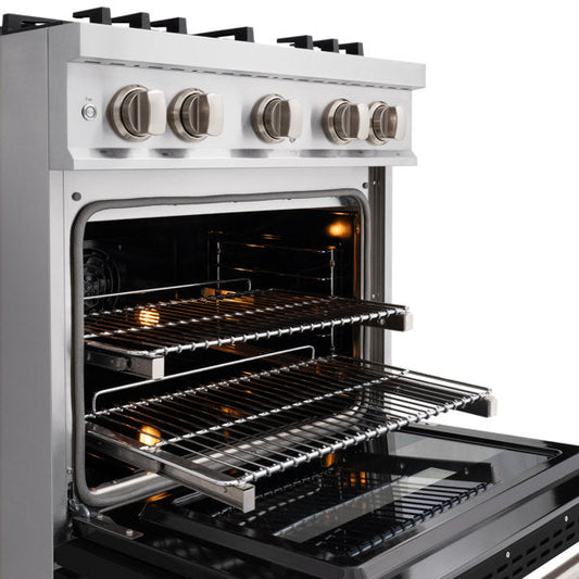 ZLINE 30 in. 4.2 cu. ft. Classic Dual Fuel Range with 4 Gas Burners and Electric Convection Oven in Stainless Steel with Black Matte Door (CDR-BLM-30)