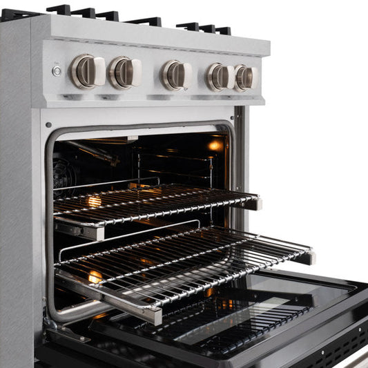 ZLINE 30 in. Classic Gas Range, 4 Burners, 4.2 cu. ft. Convection Gas Oven, Satin Stainless Steel with Black Matte Door (CGRS-BLM-30)