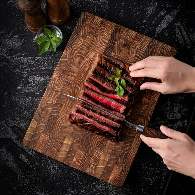 End-Grain Wooden Cutting Board for Chopping & Slicing
